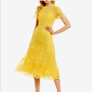 ANTONIO MELANI Yellow Lace Midi Dress